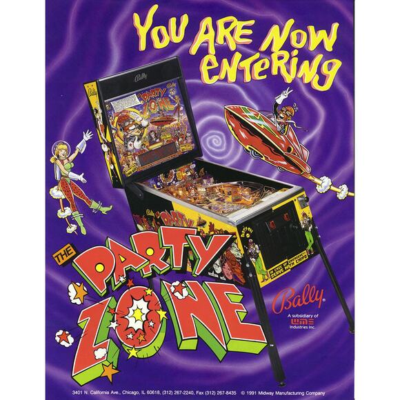 Party Zone Pinball Flyer Original NOS Promo Space Age Artwork Sci-Fi 1991 - Picture 2 of 5